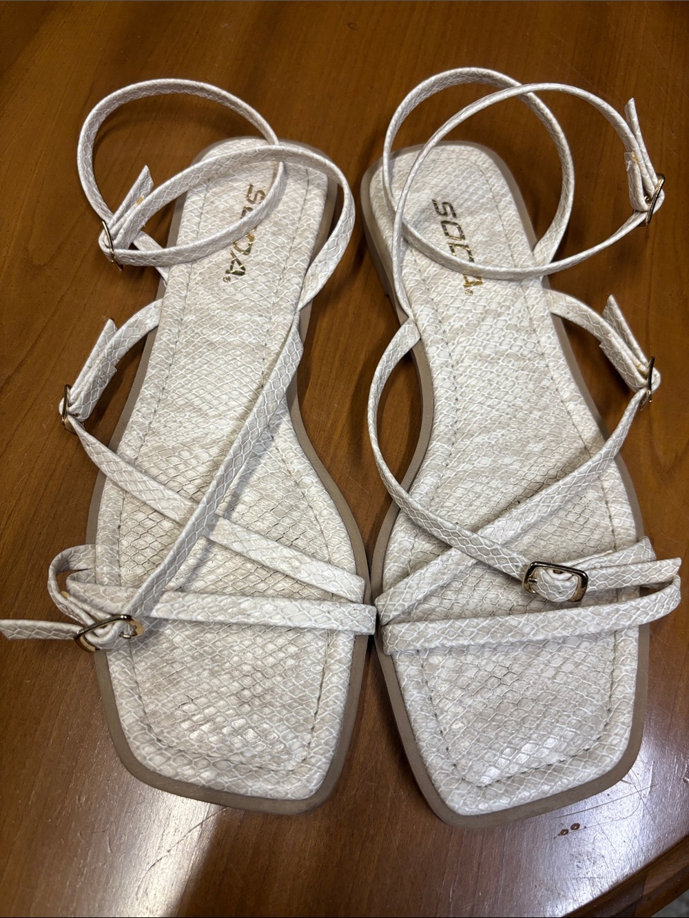 Soda Stappy Sandals cream color